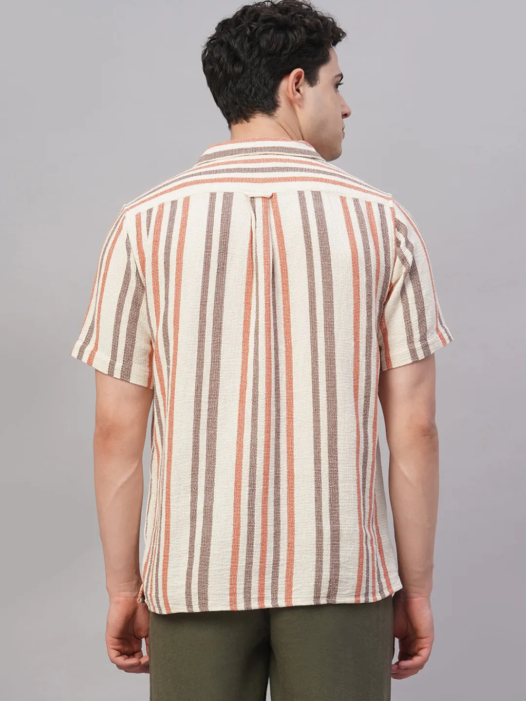 Women Cottonworld Striped | Striped^Men's 100% Cotton Regular Fit Shirt