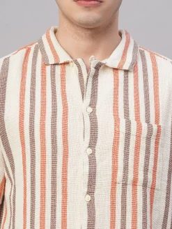 Women Cottonworld Striped | Striped^Men's 100% Cotton Regular Fit Shirt