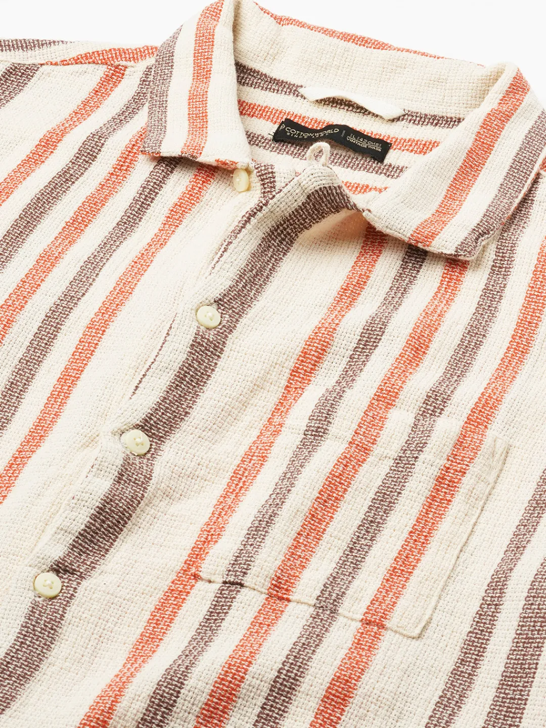 Women Cottonworld Striped | Striped^Men's 100% Cotton Regular Fit Shirt
