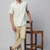 Women Cottonworld Shirts | Shirts^Men's Linen Cotton Regular Fit Checked Shirt