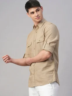 Women Cottonworld Solid | Solid^Men's Linen Cotton Regular Fit Shirt