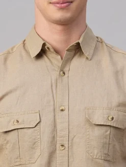 Women Cottonworld Solid | Solid^Men's Linen Cotton Regular Fit Shirt