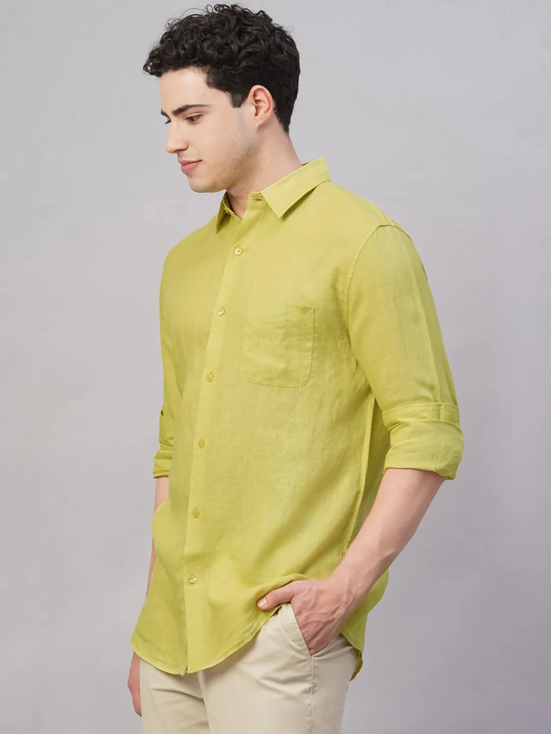 Women Cottonworld 100% Linen Shirts | 100% Linen Shirts^Men's 100% Linen Regular Fit Shirt