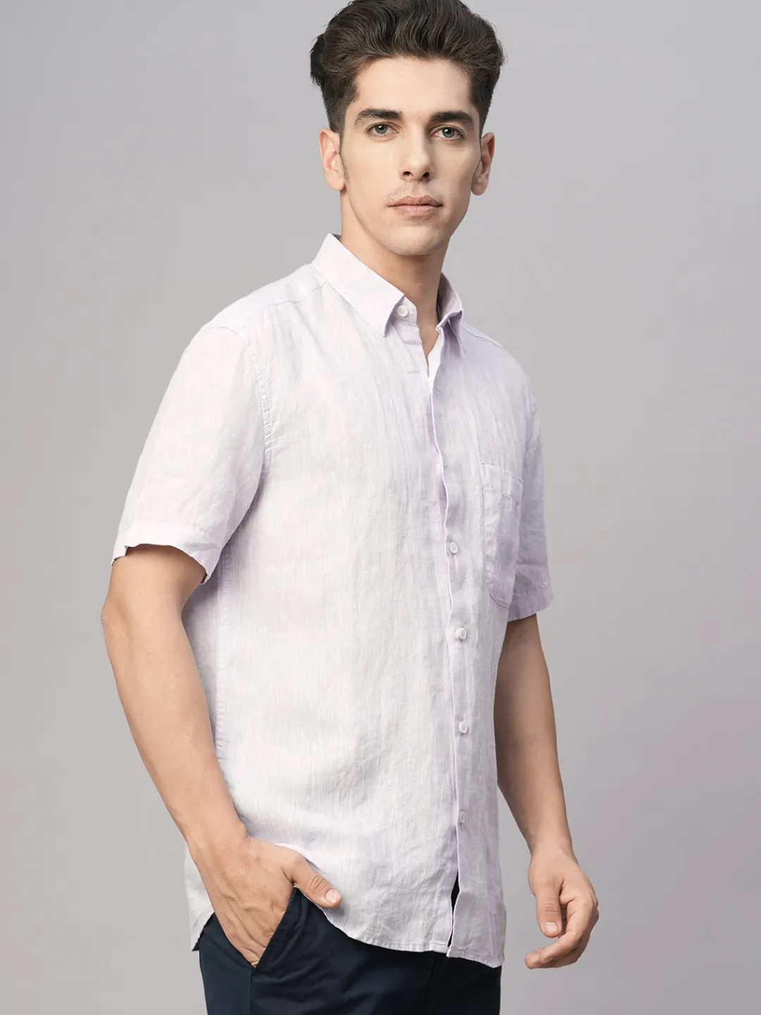 Women Cottonworld 100% Linen Shirts | 100% Linen Shirts^Men's 100% Linen Regular Fit Shirt