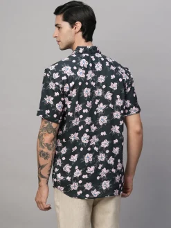 Women Cottonworld Shirts | Shirts^Men's Linen Blend Regular Fit Short Sleeve Printed Shirt