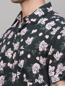 Women Cottonworld Shirts | Shirts^Men's Linen Blend Regular Fit Short Sleeve Printed Shirt