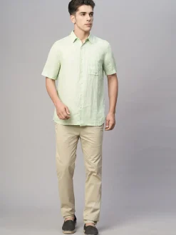 Women Cottonworld 100% Linen Shirts | 100% Linen Shirts^Men's 100% Linen Regular Fit Shirt