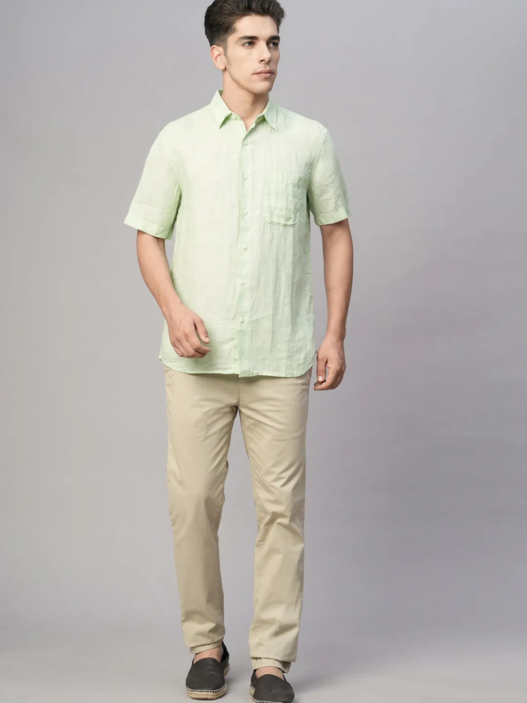 Women Cottonworld 100% Linen Shirts | 100% Linen Shirts^Men's 100% Linen Regular Fit Shirt
