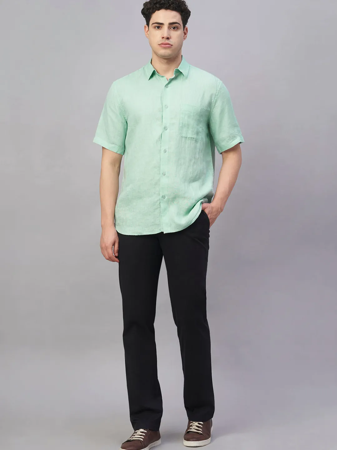 Women Cottonworld 100% Linen Shirts | 100% Linen Shirts^Men's 100% Linen Regular Fit Shirt