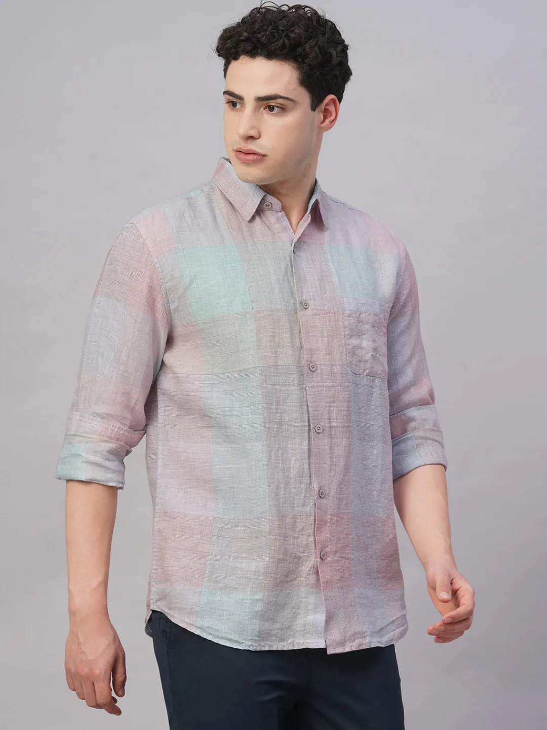 Women Cottonworld 100% Linen Shirts | 100% Linen Shirts^Men's 100% Linen Regular Fit Shirt