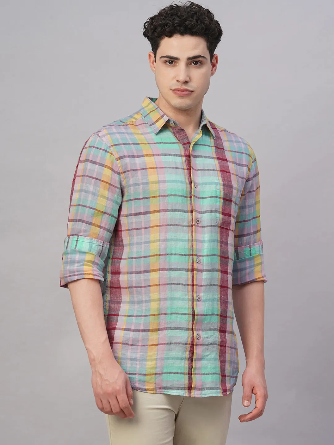 Women Cottonworld 100% Linen Shirts | 100% Linen Shirts^Men's 100% Linen Regular Fit Shirt