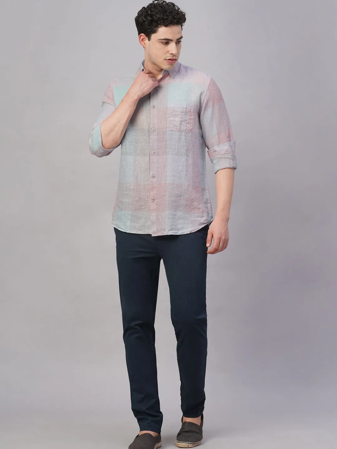 Women Cottonworld 100% Linen Shirts | 100% Linen Shirts^Men's 100% Linen Regular Fit Shirt
