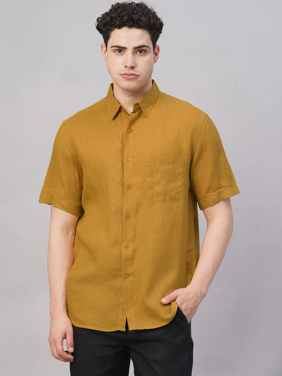 Women Cottonworld 100% Linen Shirts | 100% Linen Shirts^Men's 100% Linen Regular Fit Shirt
