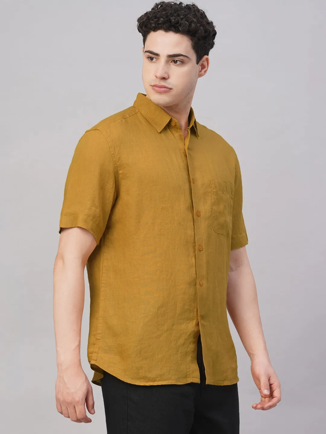 Women Cottonworld 100% Linen Shirts | 100% Linen Shirts^Men's 100% Linen Regular Fit Shirt