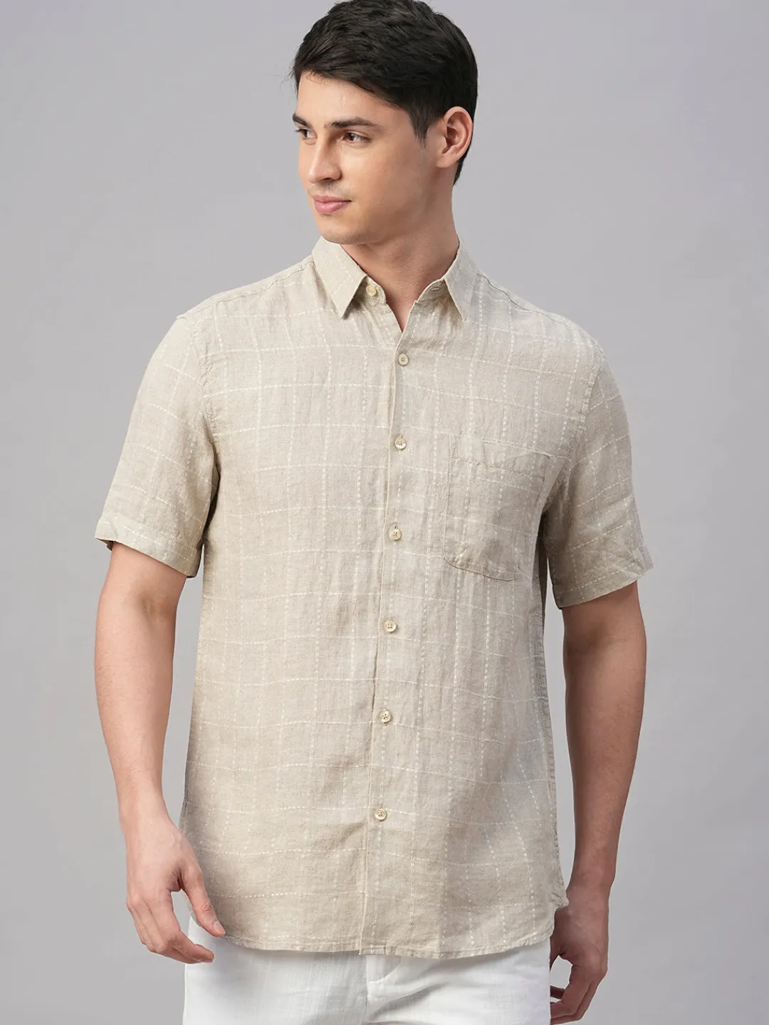 Women Cottonworld 100% Linen Shirts | 100% Linen Shirts^Men's 100% Linen Regular Fit Shirt