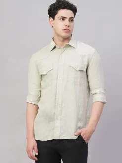 Women Cottonworld 100% Linen Shirts | 100% Linen Shirts^Men's 100% Linen Regular Fit Shirt