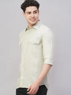 Women Cottonworld 100% Linen Shirts | 100% Linen Shirts^Men's 100% Linen Regular Fit Shirt