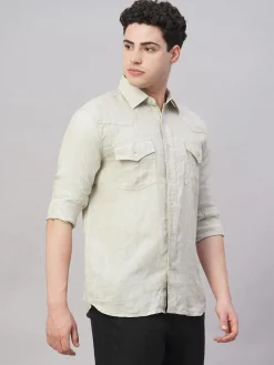 Women Cottonworld 100% Linen Shirts | 100% Linen Shirts^Men's 100% Linen Regular Fit Shirt