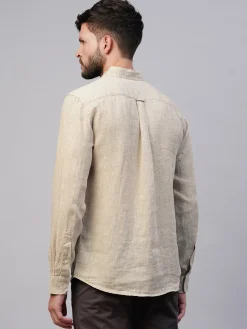 Women Cottonworld 100% Linen Shirts | 100% Linen Shirts^Men's 100% Linen Regular Fit Long Sleeved Shirt