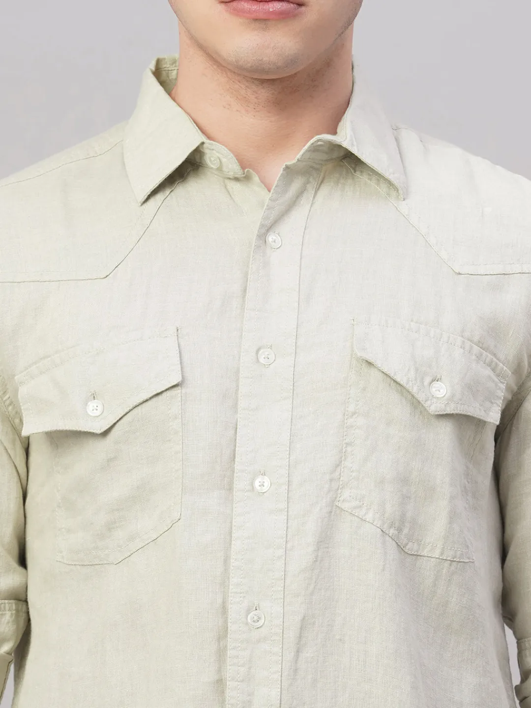 Women Cottonworld 100% Linen Shirts | 100% Linen Shirts^Men's 100% Linen Regular Fit Shirt
