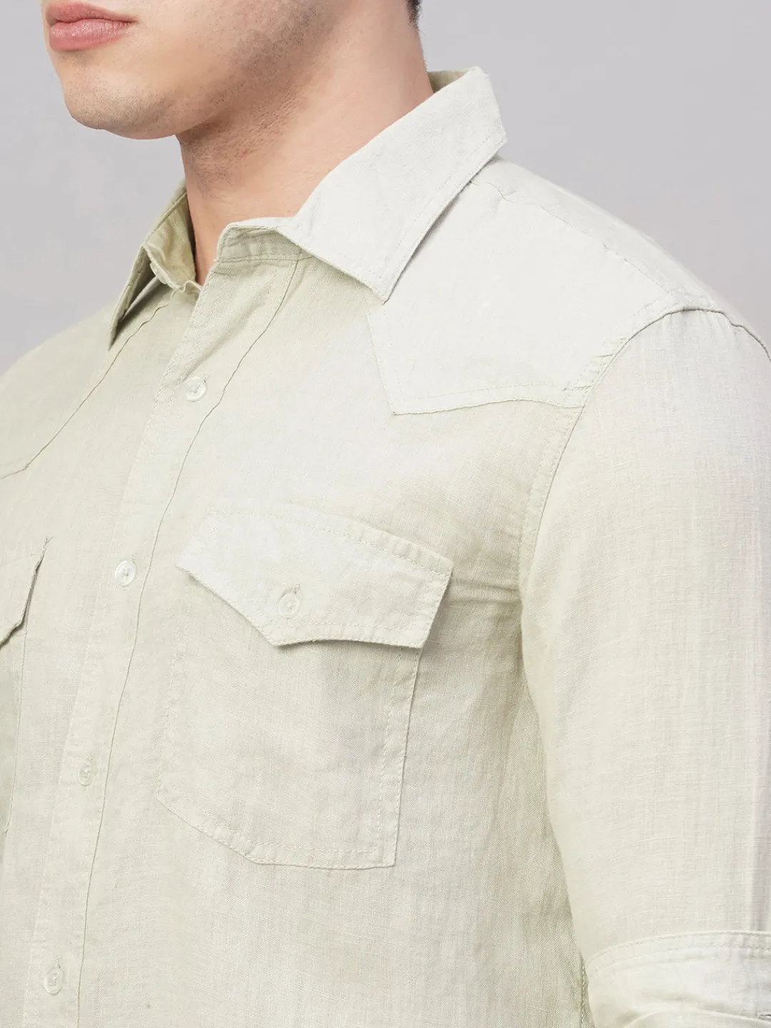 Women Cottonworld 100% Linen Shirts | 100% Linen Shirts^Men's 100% Linen Regular Fit Shirt