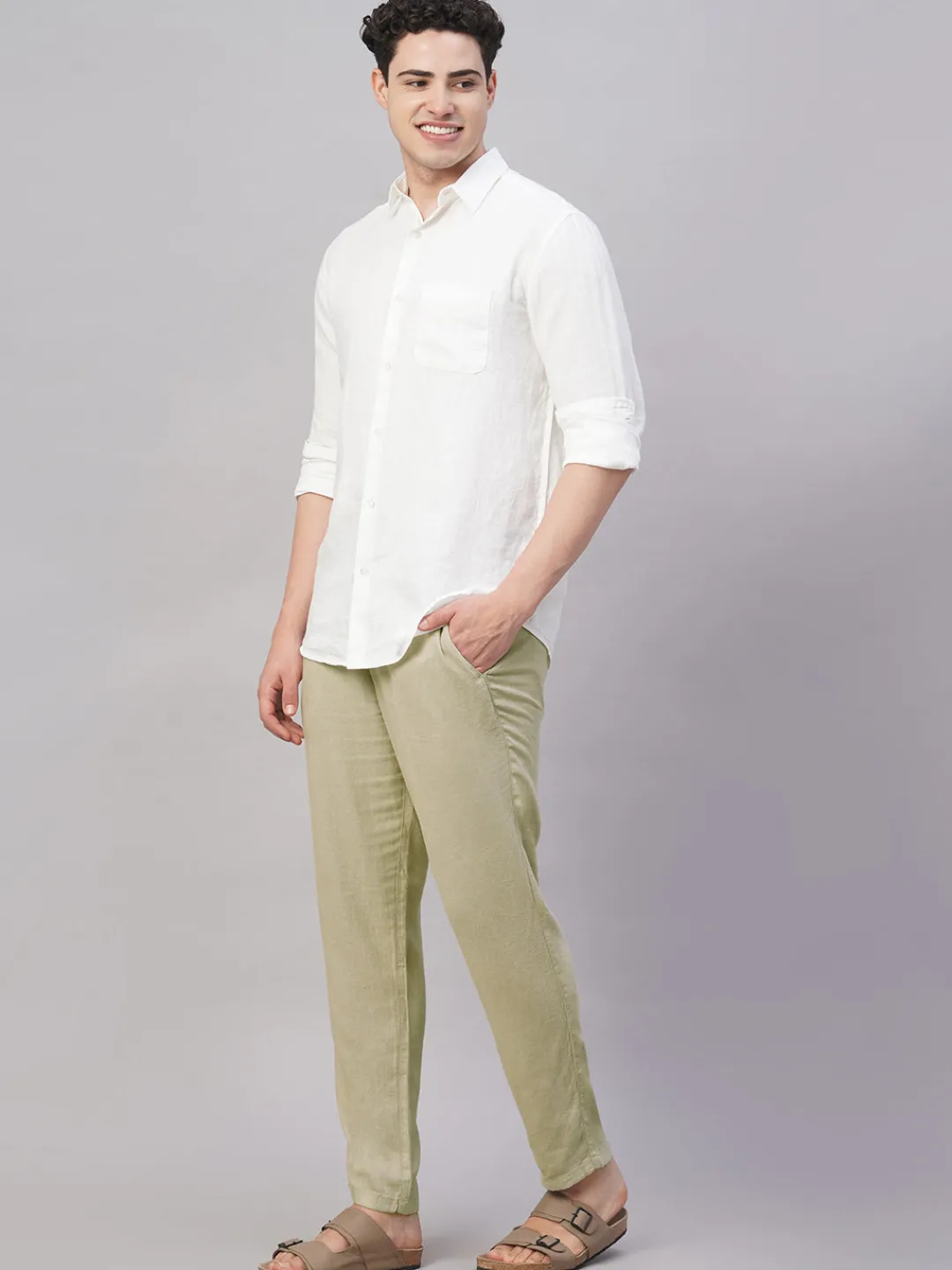 Cottonworld Pants | Pants^Men's Viscose Linen Regular Fit Pant