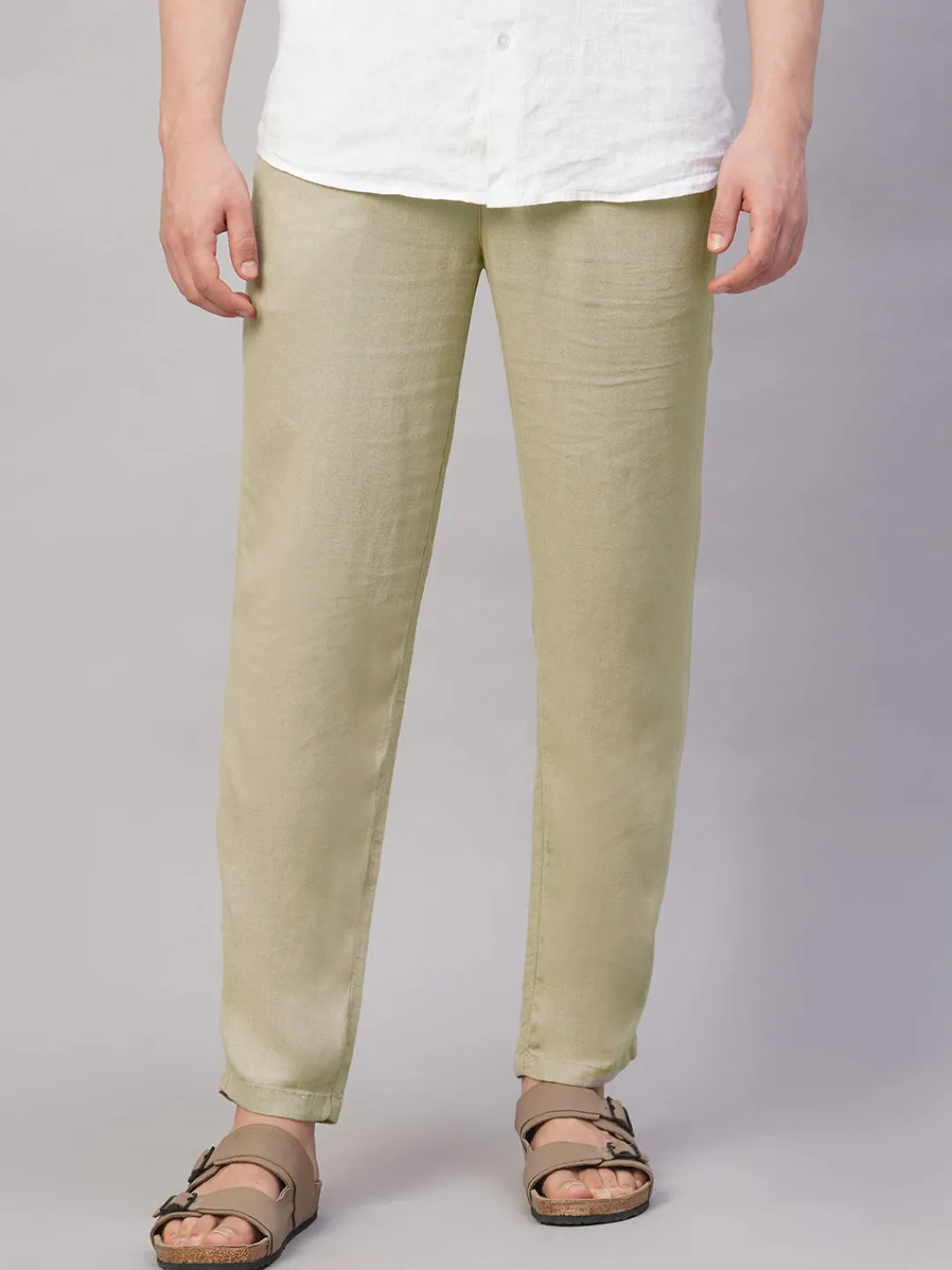 Cottonworld Pants | Pants^Men's Viscose Linen Regular Fit Pant