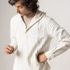 Women Cottonworld Striped | Striped^Men's 100% Cotton Regular Fit Hooded Shirt