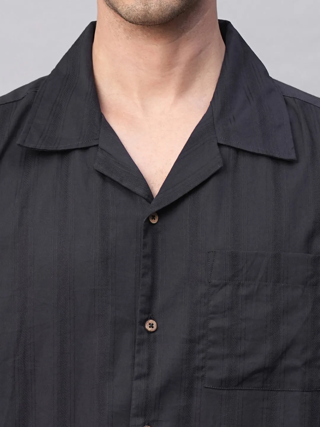 Women Cottonworld Striped | Striped^Men's 100% Cotton Stripe Regular Fit Cuban Collar Shirt
