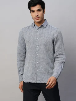Women Cottonworld 100% Linen Shirts | 100% Linen Shirts^Men's 100% Linen Slim Fit Long Sleeved Shirt