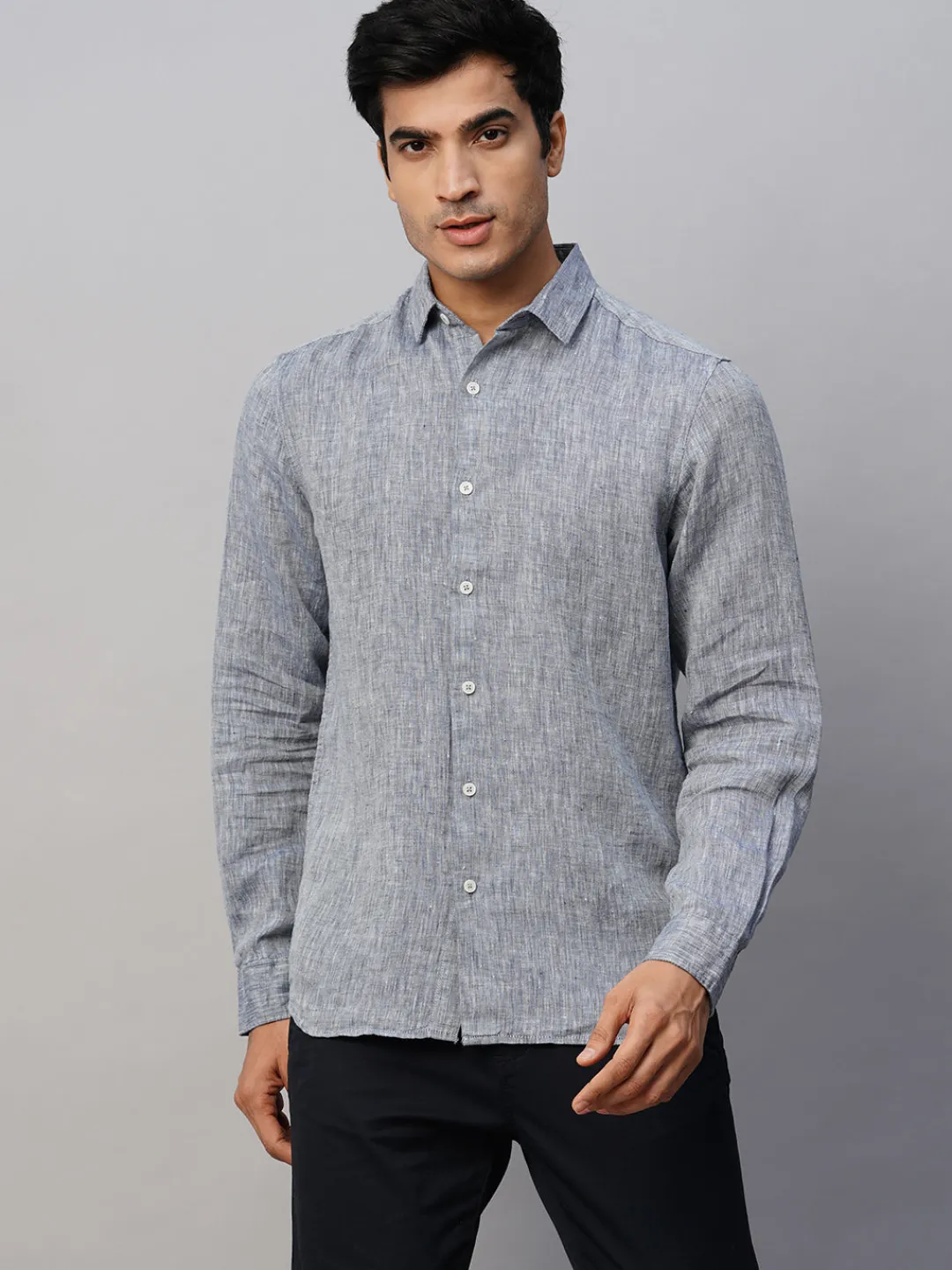 Women Cottonworld 100% Linen Shirts | 100% Linen Shirts^Men's 100% Linen Slim Fit Long Sleeved Shirt