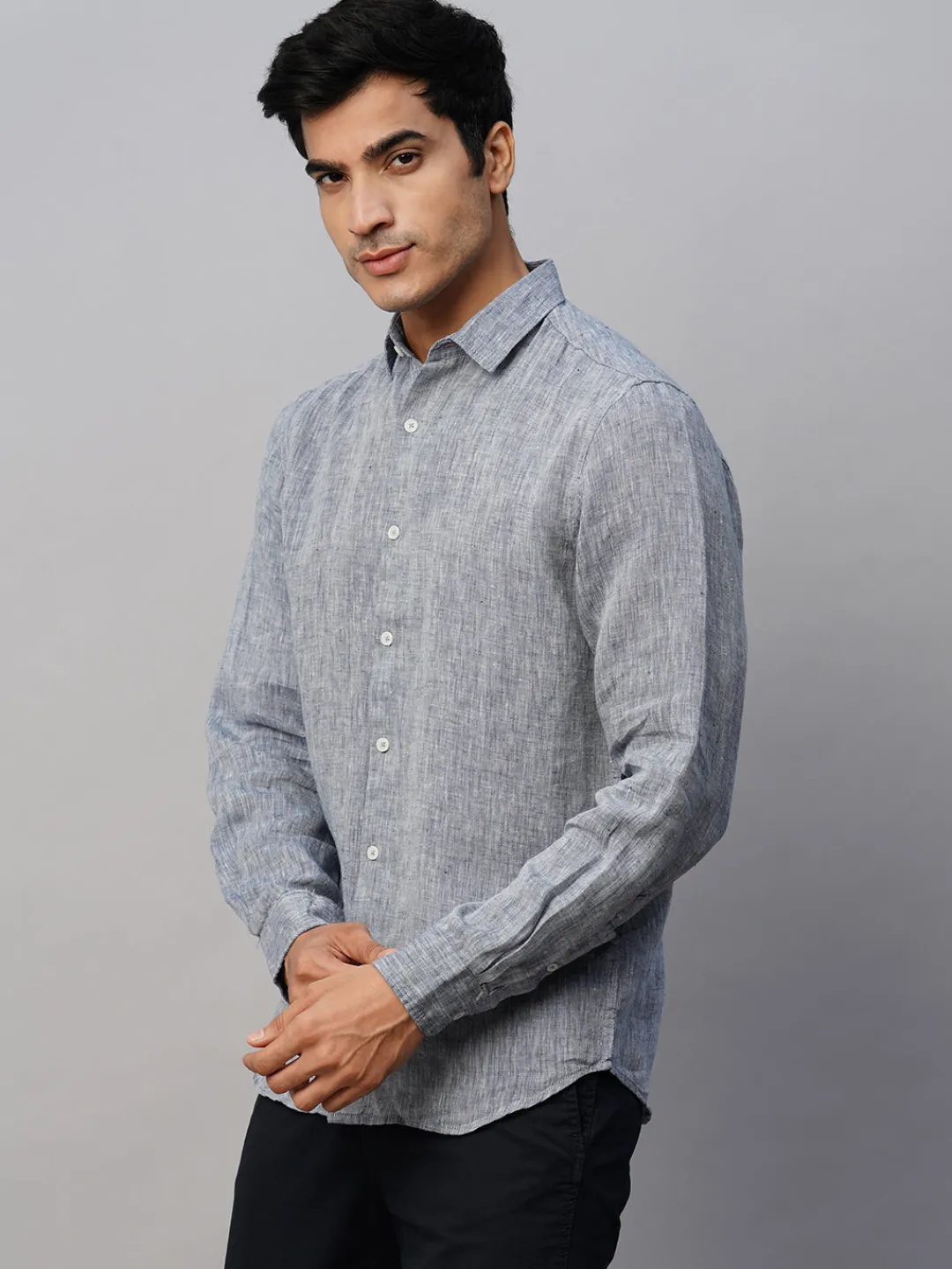 Women Cottonworld 100% Linen Shirts | 100% Linen Shirts^Men's 100% Linen Slim Fit Long Sleeved Shirt
