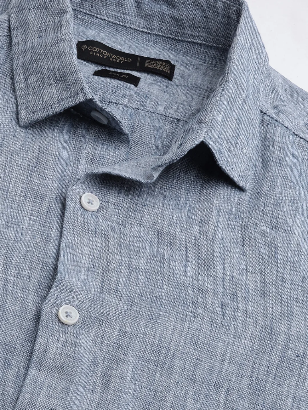 Women Cottonworld 100% Linen Shirts | 100% Linen Shirts^Men's 100% Linen Slim Fit Long Sleeved Shirt