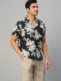 Women Cottonworld Print | Print^Men's Cotton Flax Loose Fit Printed Shirt