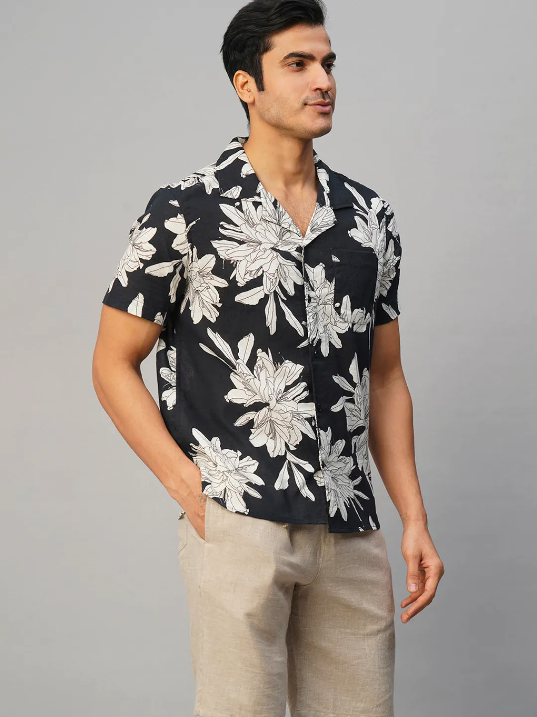 Women Cottonworld Print | Print^Men's Cotton Flax Loose Fit Printed Shirt