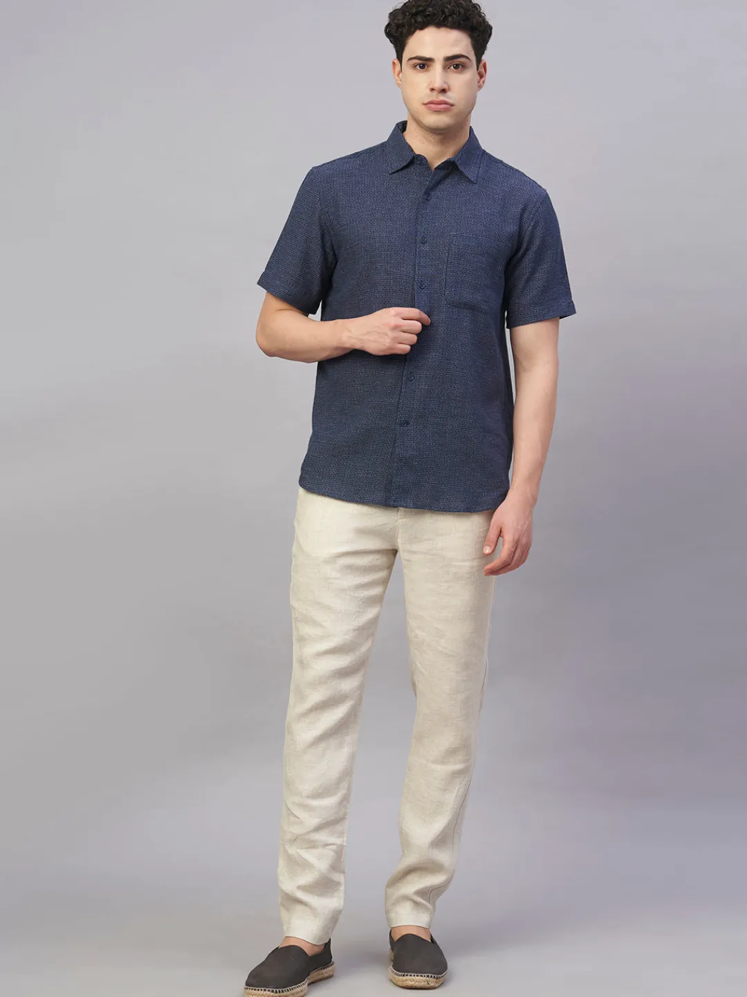 Women Cottonworld Checkered | Checkered^Men's Cotton Flax Regular Fit Shirt