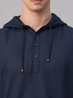 Women Cottonworld Shirts | Shirts^Men's Cotton Linen Regular Fit Hooded Shirt