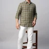 Women Cottonworld 100% Linen Shirts | 100% Linen Shirts^Men's 100% Linen Regular Fit Checked Shirt