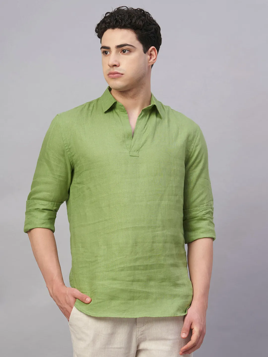 Women Cottonworld 100% Linen Shirts | 100% Linen Shirts^Men's 100% Linen Regular Fit Shirt