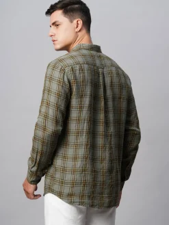 Women Cottonworld 100% Linen Shirts | 100% Linen Shirts^Men's 100% Linen Regular Fit Checked Shirt