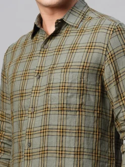 Women Cottonworld 100% Linen Shirts | 100% Linen Shirts^Men's 100% Linen Regular Fit Checked Shirt