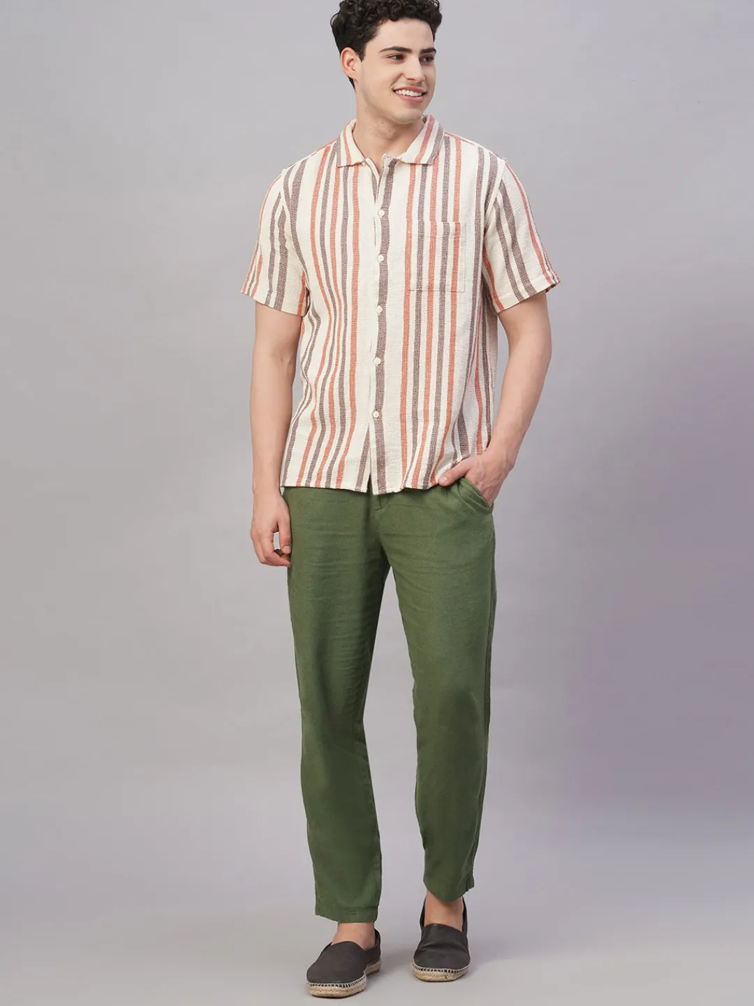 Cottonworld Pants | Pants^Men's Viscose Linen Regular Fit Pant