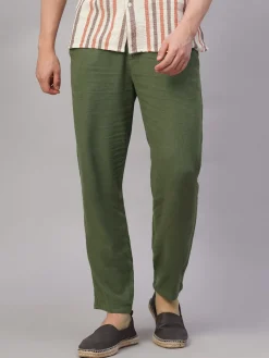 Cottonworld Pants | Pants^Men's Viscose Linen Regular Fit Pant