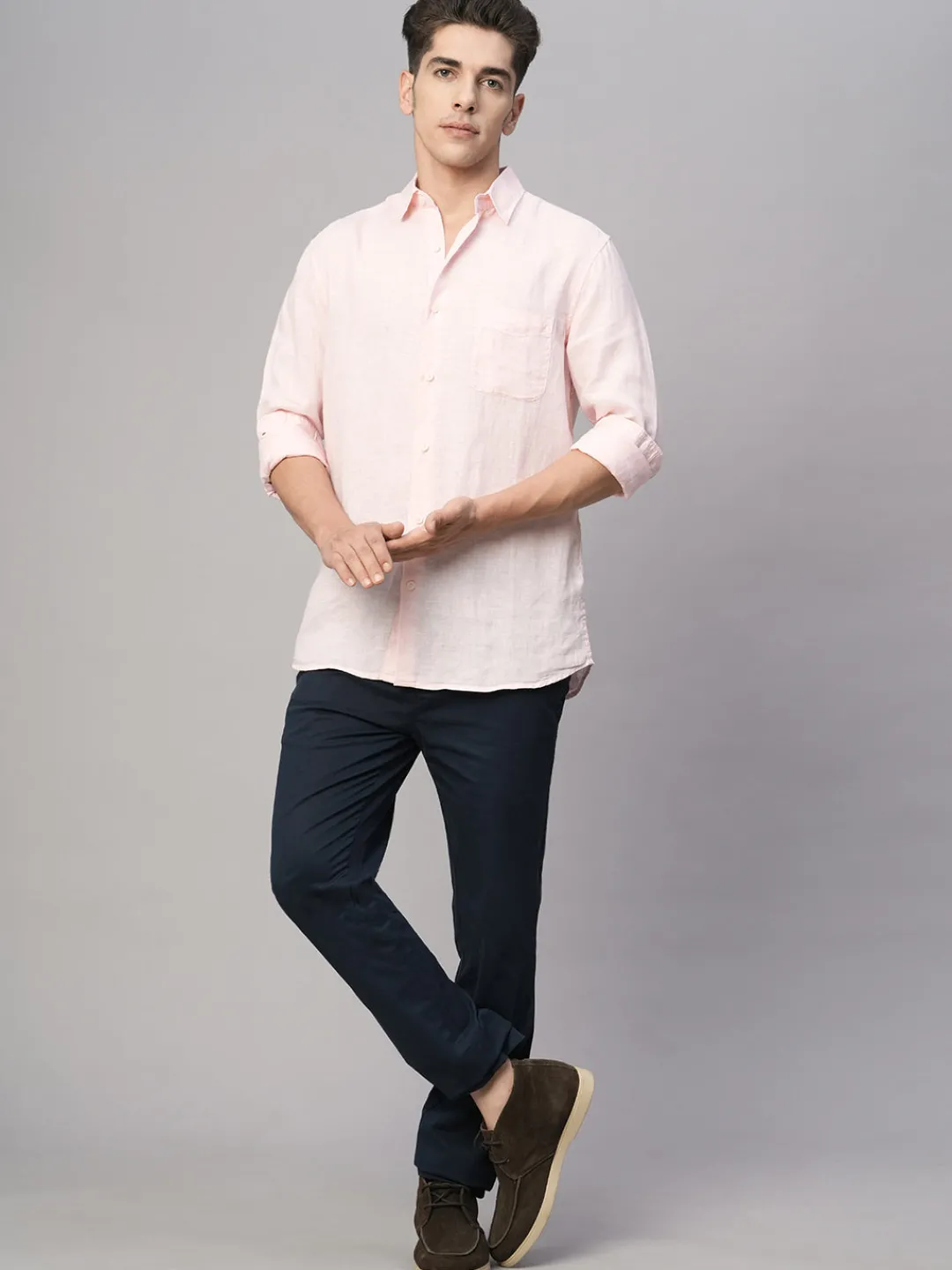 Women Cottonworld 100% Linen Shirts | 100% Linen Shirts^Men's 100% Linen Regular Fit Shirt