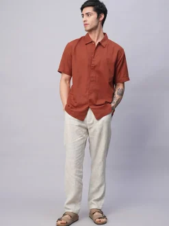 Women Cottonworld Shirts | Shirts^Men's Cotton Linen Regular Fit Summer Shirt