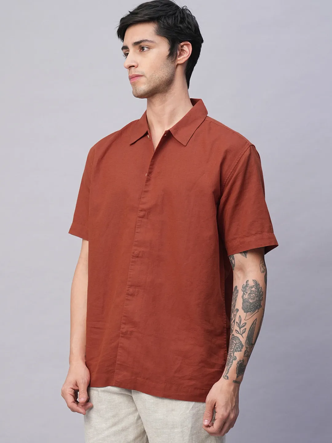 Women Cottonworld Shirts | Shirts^Men's Cotton Linen Regular Fit Summer Shirt