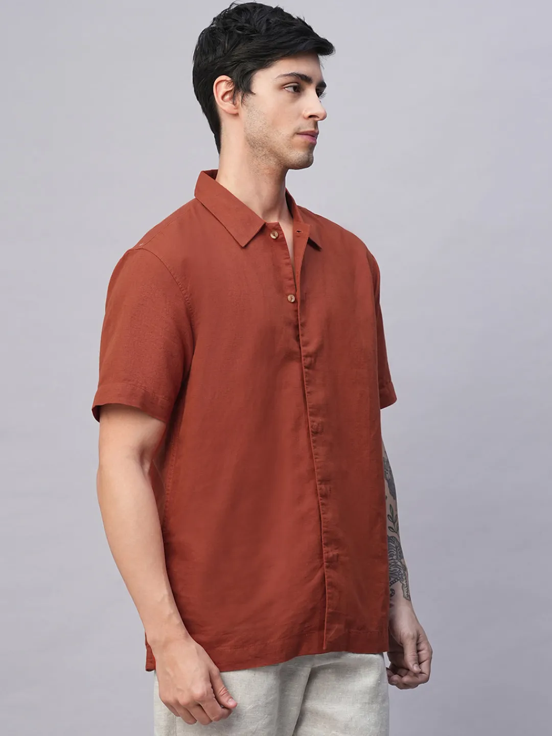 Women Cottonworld Shirts | Shirts^Men's Cotton Linen Regular Fit Summer Shirt