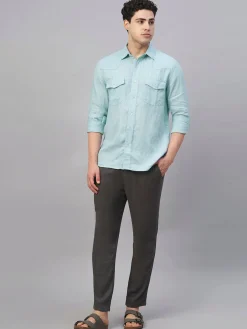 Women Cottonworld 100% Linen Shirts | 100% Linen Shirts^Men's 100% Linen Regular Fit Shirt