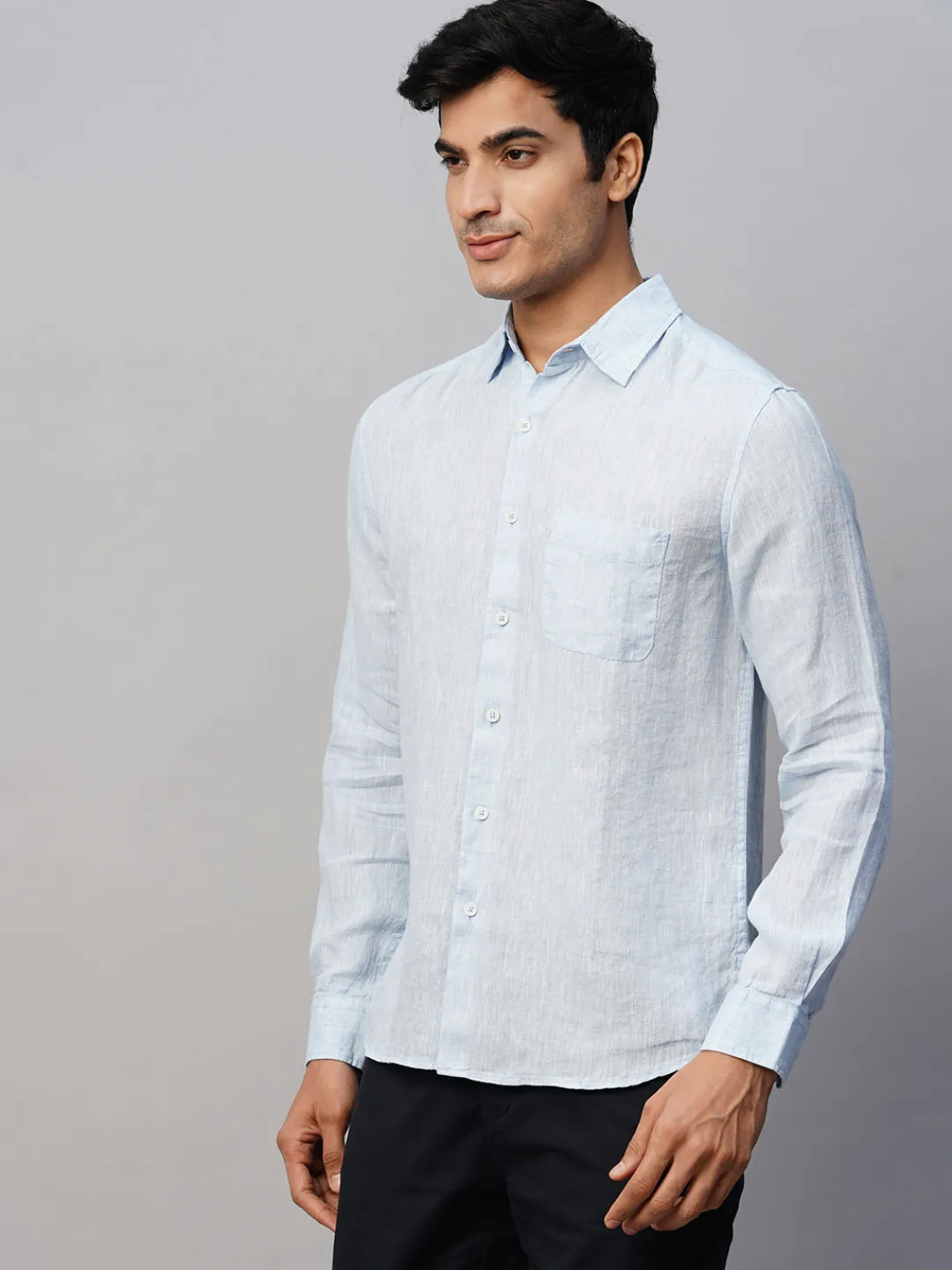 Women Cottonworld 100% Linen Shirts | 100% Linen Shirts^Men's 100% Linen Regular Fit Long Sleeved Shirt