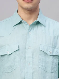 Women Cottonworld 100% Linen Shirts | 100% Linen Shirts^Men's 100% Linen Regular Fit Shirt